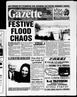 cover page of Littlehampton Gazette published on December 30, 1999