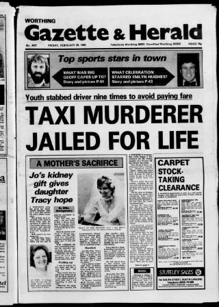 cover page of Worthing Herald published on February 28, 1986