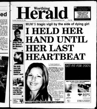cover page of Worthing Herald published on December 30, 2004