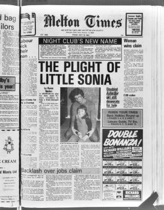cover page of Melton Mowbray Times and Vale of Belvoir Gazette published on May 29, 1981