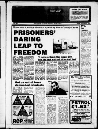 cover page of Bucks Advertiser & Aylesbury News published on September 18, 1987