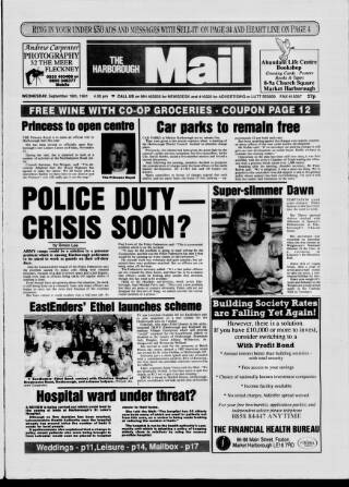 cover page of Market Harborough Advertiser and Midland Mail published on September 18, 1991