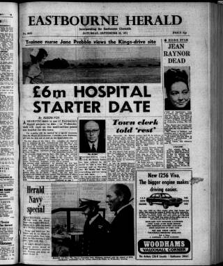cover page of Eastbourne Herald published on September 18, 1971