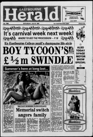 cover page of Eastbourne Herald published on July 6, 1991