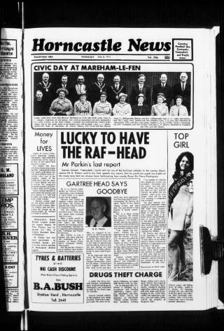 cover page of Horncastle News published on July 6, 1972