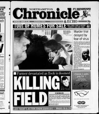 cover page of Northampton Chronicle and Echo published on February 28, 2001