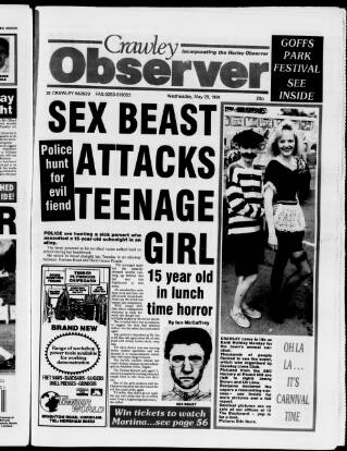 cover page of Crawley and District Observer published on May 29, 1991