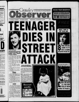 cover page of Crawley and District Observer published on September 18, 1991