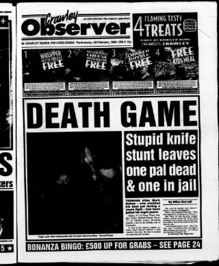 cover page of Crawley and District Observer published on February 28, 1996
