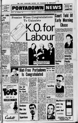 cover page of Portadown News published on November 15, 1968