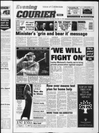 cover page of Halifax Evening Courier published on November 15, 1997