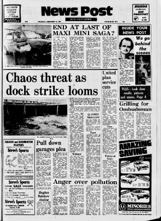 cover page of Blyth News published on September 18, 1980
