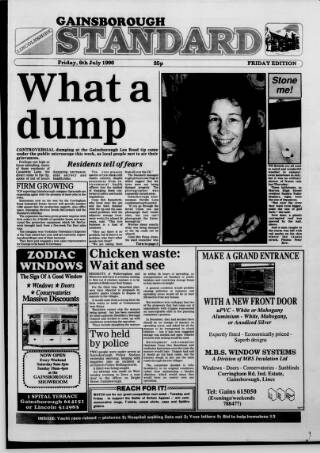 cover page of Retford, Worksop, Isle of Axholme and Gainsborough News published on July 6, 1990