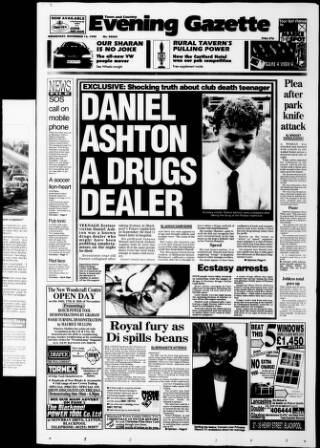 cover page of West Lancashire Evening Gazette published on November 15, 1995