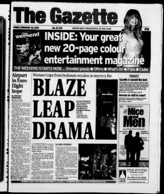 cover page of West Lancashire Evening Gazette published on February 28, 2003
