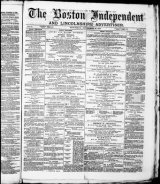 cover page of Boston Independent and Lincolnshire Advertiser published on November 15, 1879