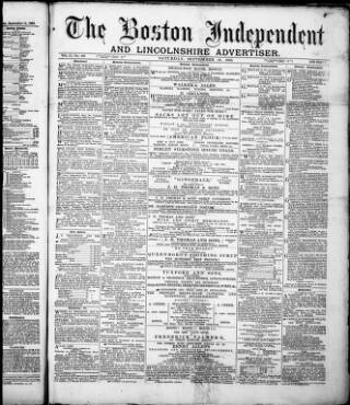 cover page of Boston Independent and Lincolnshire Advertiser published on September 18, 1880