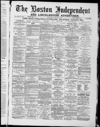 cover page of Boston Independent and Lincolnshire Advertiser published on July 6, 1901