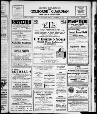 cover page of Newton and Earlestown Guardian published on November 30, 1934