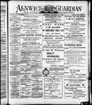 cover page of Alnwick Guardian and County Advertiser published on November 30, 1901