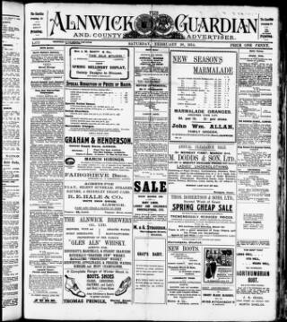 cover page of Alnwick Guardian and County Advertiser published on February 28, 1914