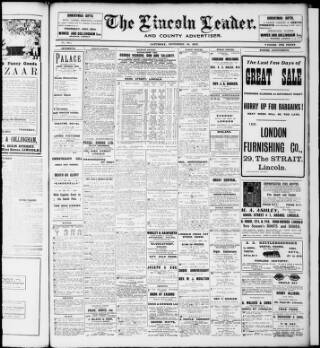 cover page of Lincoln Leader and County Advertiser published on November 30, 1912