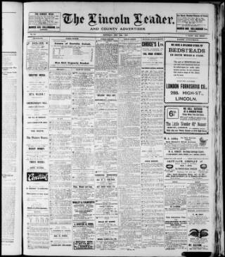 cover page of Lincoln Leader and County Advertiser published on May 29, 1915