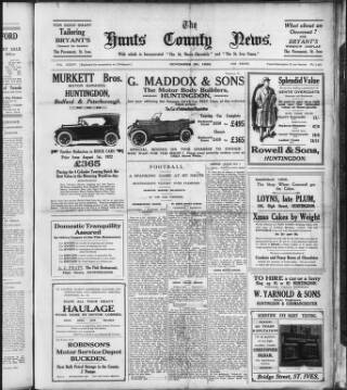 cover page of Hunts County News published on November 30, 1922