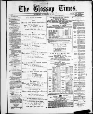 cover page of Glossop Times published on November 15, 1873