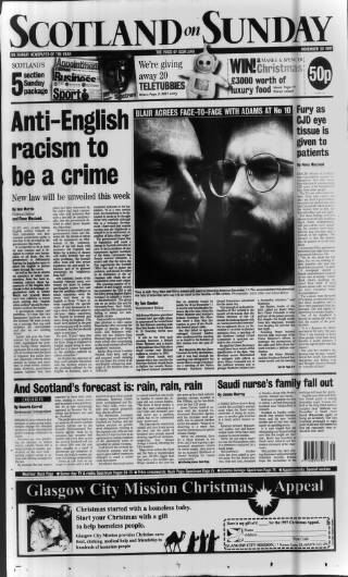 cover page of Scotland on Sunday published on November 30, 1997