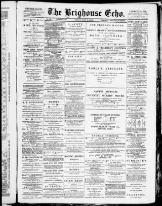 cover page of Brighouse Echo published on July 6, 1888