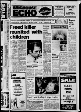 cover page of Brighouse Echo published on December 30, 1983