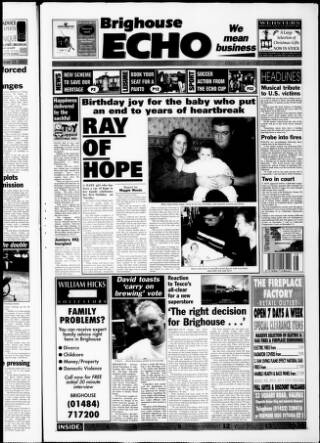 cover page of Brighouse Echo published on November 30, 2001