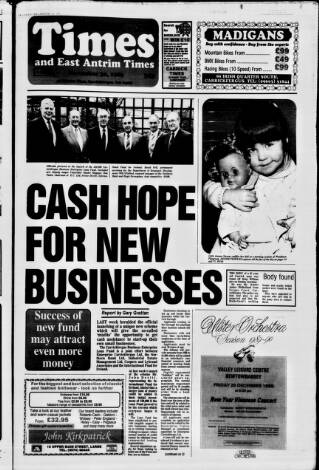cover page of Carrick Times and East Antrim Times published on November 30, 1989