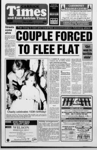 cover page of Carrick Times and East Antrim Times published on July 6, 1995