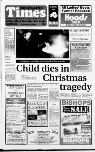 cover page of Coleraine Times published on December 30, 1993