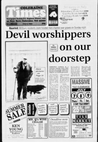 cover page of Coleraine Times published on July 6, 1994