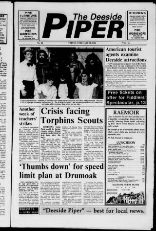 cover page of Deeside Piper published on February 28, 1986
