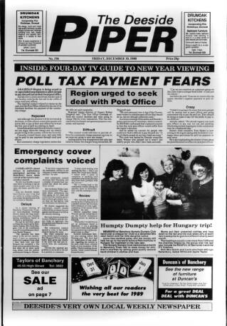 cover page of Deeside Piper published on December 30, 1988
