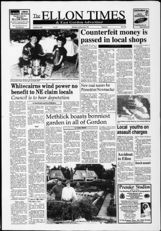 cover page of Ellon Times & East Gordon Advertiser published on September 2, 1993
