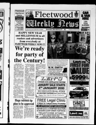cover page of Fleetwood Weekly News published on December 30, 1999