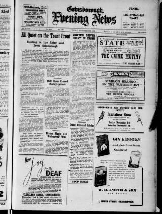 cover page of Gainsborough Evening News published on November 30, 1954