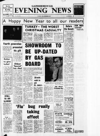 cover page of Gainsborough Evening News published on December 30, 1969