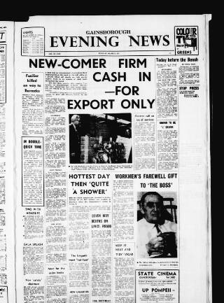 cover page of Gainsborough Evening News published on July 6, 1971
