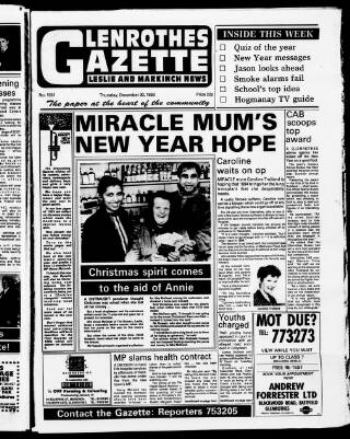 cover page of Glenrothes Gazette published on December 30, 1993