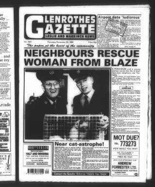 cover page of Glenrothes Gazette published on November 30, 1995