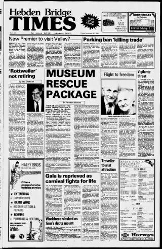 cover page of Hebden Bridge Times published on November 30, 1990