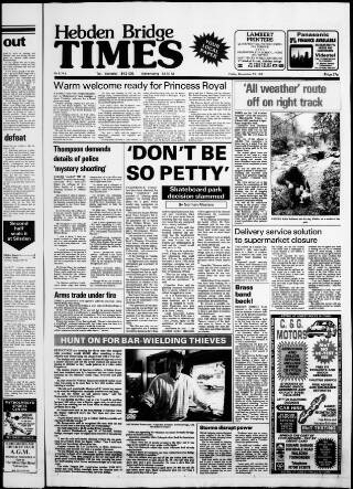 cover page of Hebden Bridge Times published on November 15, 1991