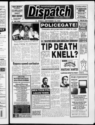 cover page of Hucknall Dispatch published on September 18, 1992