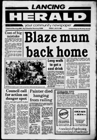 cover page of Lancing Herald published on July 6, 1990